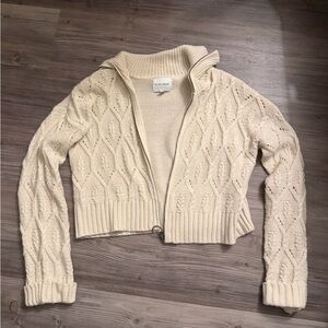 Pink Rose Cream Open-Front Cardigan